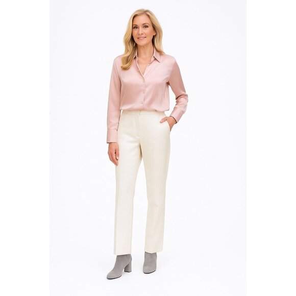 2/$30 ZARA Medium Silk Blouse Light Pink Long Sleeve Button-Down - Picture 1 of 12